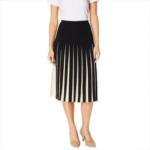 Ralph Lauren Purple Label Pleated Silk Skirt Sz 6 Black White Career Preppy FLAW